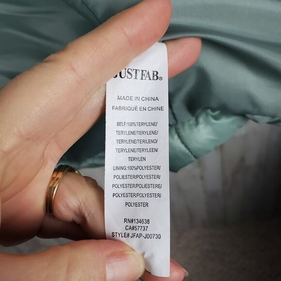 Just Fab Shiny Puffer Jacket Mint Green Size Small - Picture 11 of 12